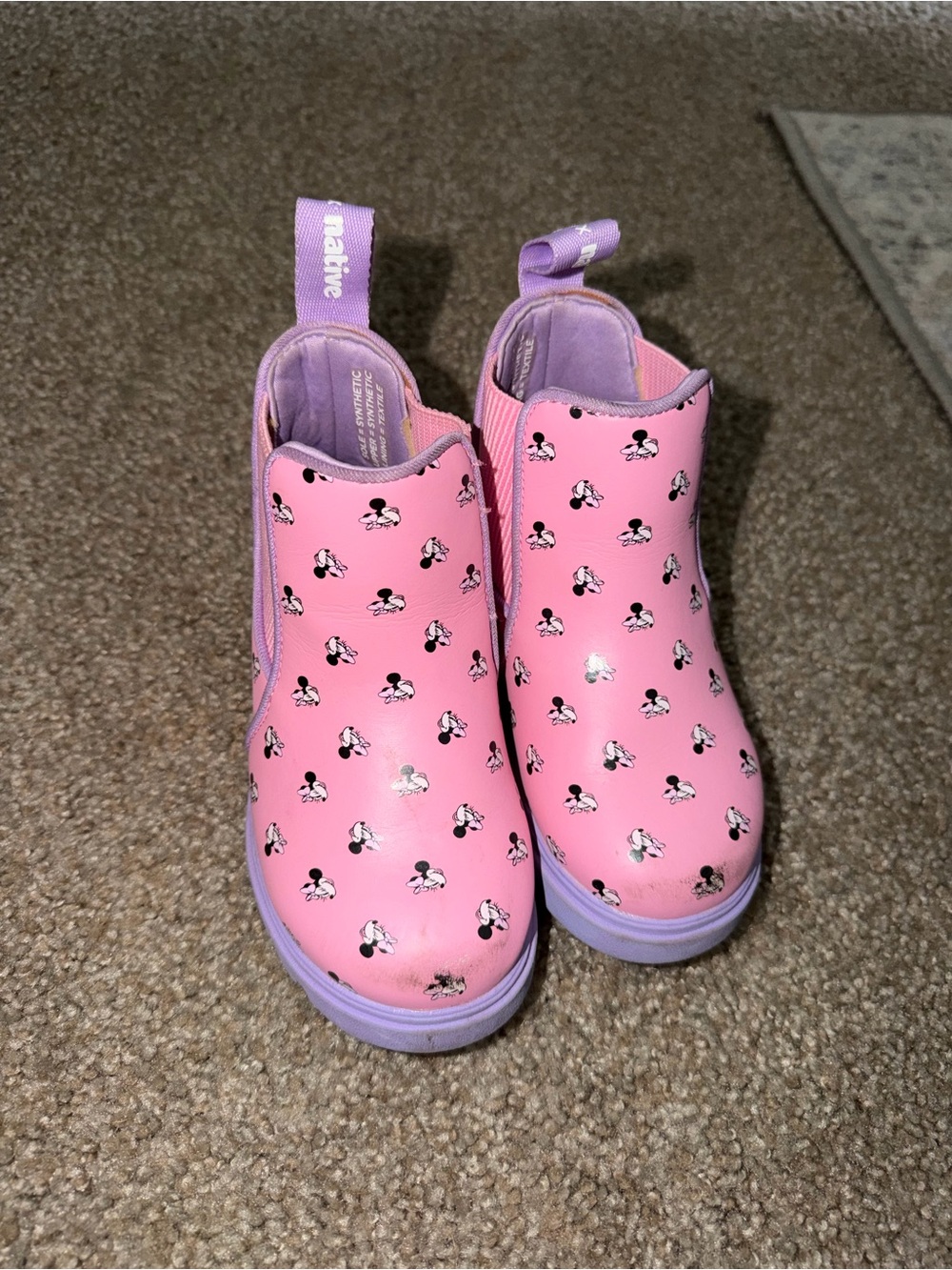 Native Kids Pink Minnie Mouse Rain Boots 10c